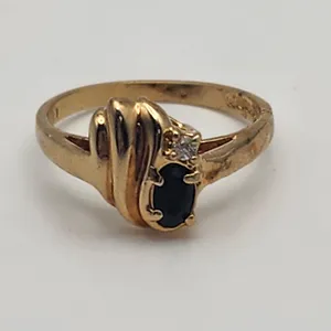 Vintage Gold Tone Sapphire & Cubic Zirconia Ring (7.25) thumbnail 6