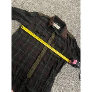 AllSaints Moorland Green and Brown Long Sleeve Flannel Plaid Shirt s thumbnail 7