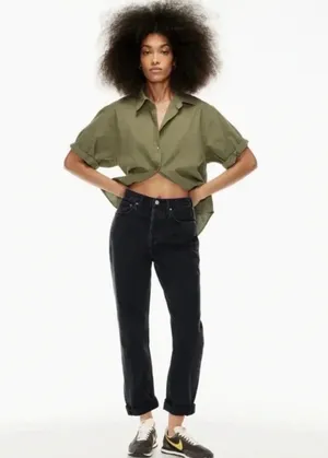 Aritzia Denim Forum The Boyfriend High Rise Loose 28l in Black Eyeliner thumbnail 3