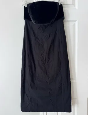 Anthropologie Strapless Faux Fur Trim Slim Midi Dress, Size M thumbnail 7