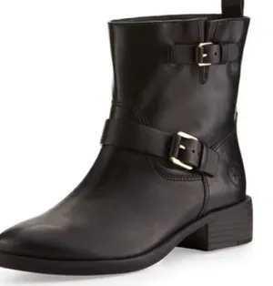 Tory Burch Black Bennie Buckle Moto Boots with Gold Hardware size 5 EUC thumbnail 1