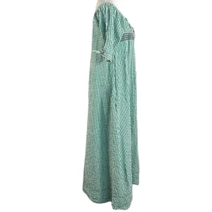 Free People Bohemian Embroidered Gingham Seersucker Cass Maxi Dress Green Small thumbnail 10