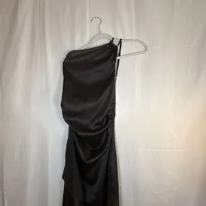 Women’s Unbranded One Shoulder Black Slip Dress Thigh High Slit Size Small thumbnail 3
