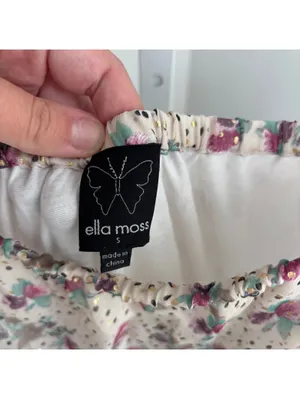 Ella Moss EUC Women's Strapless Cream Floral Gold Metallic Polka Dot Sundress S thumbnail 3