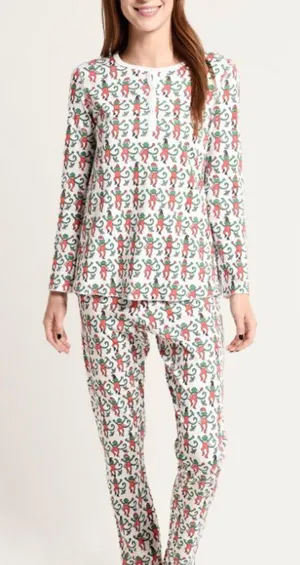 ROLLER RABBIT Women's Monkey Mas Pajamas Christmas Pajamas Size XS Matching Set thumbnail 1