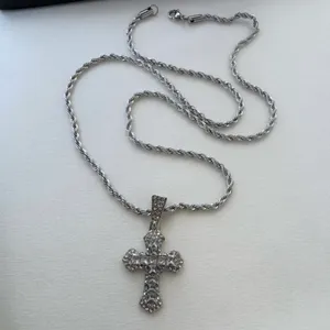 CZ Cross Pendant Necklace for Men Women,Streetwear Punk Hip Hop Unisex Style thumbnail 5