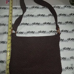 The Sak Crochet Shoulder Bag Brown Large Tote Purse Boho Hobo Handbag thumbnail 2