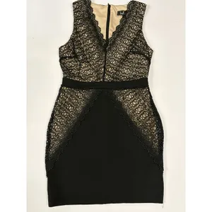 Lulus Black Crochet Lace V-Neck Bodycon Mini Cocktail Dress Small thumbnail 7