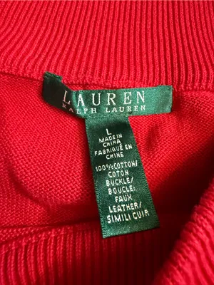 Ralph Lauren Red Sweater With Buckle Accent Size Large thumbnail 3