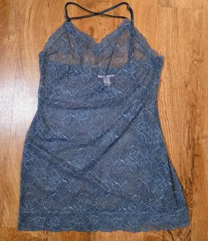 Victoria's Secret Blue Sheer Floral Lace Slip Dress thumbnail 1