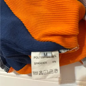 Colorblock Asymmetrical Knit Top Orange Size M thumbnail 4