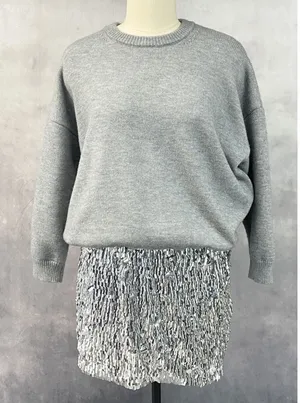 Mare Mare x Anthropologie Women Dress Size L Sequin Mixed Media Holiday Glam thumbnail 1