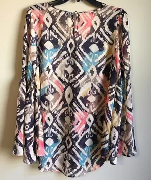 Blu pepper‎ vintage medium sheer colorful long slee thumbnail 1