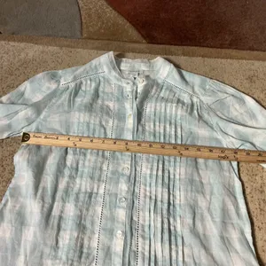 Sundance Cottagecore‎ Gingham Pintuck Lace Cotton Blouse PXXS Tie Sleeve Top thumbnail 4