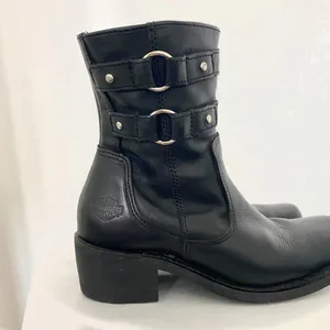 Harley-Davidson Piper double harness buckle moto riding boots Black Leather 6.5 thumbnail 2