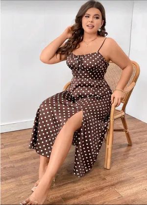 SheIn Brown and cream polka dot dress thumbnail 1
