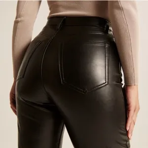 Abercrombie & Fitch‎ Curve Love Pants 33/16 Faux Leather 90s Straight High Rise thumbnail 2