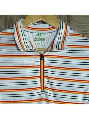 Tail Tech Striped Quarter Zip Golf Shirt Orange, Black & White Size S Athleisure thumbnail 2
