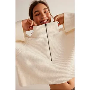 NEW Free People Sugar Ivory Greta Half Zip Pullover Sweater Sz XL NWOT thumbnail 5