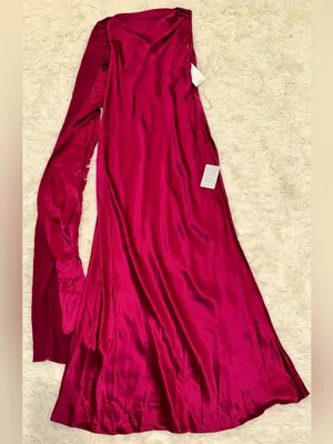 NEW ACLER Ropley satin cape Iris fuchsia maxi dress sz 10 thumbnail 6