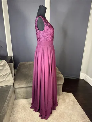 Women’s Purple Lace Bodice Sleeveless Full Length Formal Bridesmaid Gown Size S thumbnail 3