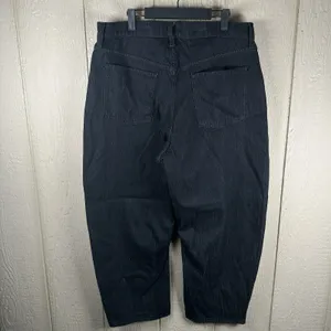 NEW Old Navy High Rise Wow Barrel Leg Jeans Womens 14 Dark Blue Black Wash 2025 thumbnail 3