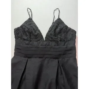Free People Black Crochet Lace Sequin V-Neck Mini Dress Size 6 NWT thumbnail 2