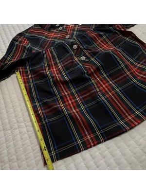 J.Crew Rhinestone Buttons Stewart Tartan Blouse Top Sz S Small NWT Cotton Shirt thumbnail 4
