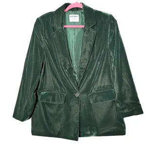 Velvet Blazer Emerald Green Womens MP Holiday‎ Party Whimsigoth Festive Evening thumbnail 1