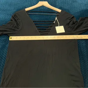 Good Luck‎ Gem Black Strappy Long Sleeve V-Neck Blouse NWT Size L thumbnail 11