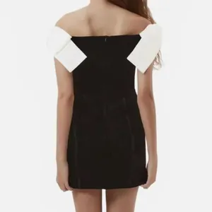 French Connection Black Velvet Satin Bow Mini Dress(Size Small) thumbnail 2