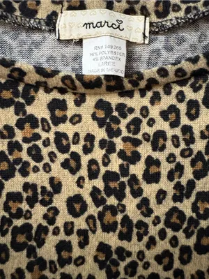 Leopard Print Long Sleeve Women's Top - Beige & Black thumbnail 2