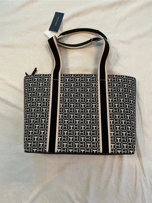 Tommy Hilfiger Black & Cream Jacquard Logo Tote thumbnail 3