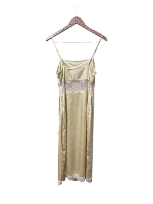 Song of Style Mala Satin Slip Lace Inset Midi Dress Pearl Beige Small Revolve thumbnail 4
