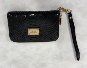 Michael‎ Kors Black Snake-Embossed Wristlet with Gold Plate thumbnail 1