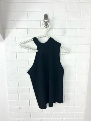 Zara Black Knit One Shoulder Tank Top Size M thumbnail 2