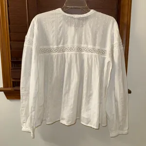 NWT $98 Free People White Ella Dot Peasant-Style Button Up Eyelet Blouse XS thumbnail 4