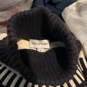 Cotton Wool Knit Fair Isle Navy Blue and Brown Turtleneck Sweater Ski Small thumbnail 4