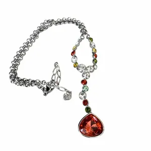 Swarovski Multicolor Crystal Orange Teardrop Y Drop Necklace thumbnail 4