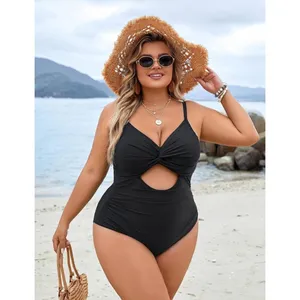 Blooming Jelly BLACK Plus Size Bathing Suit Tummy Control Cut Out Swimsuit 3XL thumbnail 2