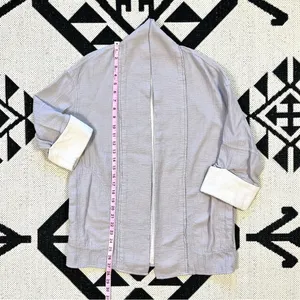 Aritzia Wilfred Lenglen Open Front Textured Jacket Blazer Kimono in Gray XS thumbnail 8