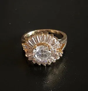 18k gold plated white crystal statement ring size 8 thumbnail 4