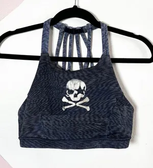 Lululemon Skull Workout Bra Sz Small‎ Punk Grunge Emo Distressed thumbnail 1