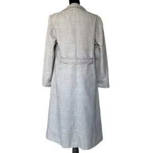 VTG 60s 70s Gray Tweed Long Virgin Wool Blend Trevira Mod Overcoat Germany Sz 42 thumbnail 4