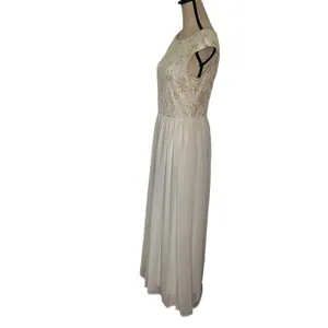 Candalite Glitter Lace Chiffon Maxi Dress Sz S Boho Fairy Flowy Cottage Formal thumbnail 4