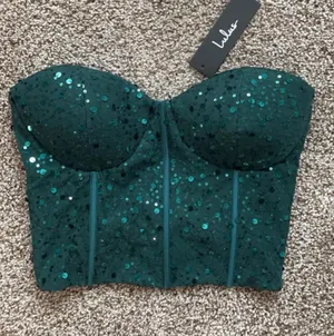 Lulus sequin strapless top thumbnail 1