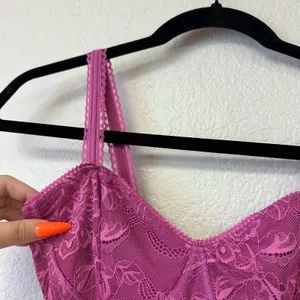 Free People High Standards Floral Lace Cami in Dahlia Mauve Size XS NWT thumbnail 3