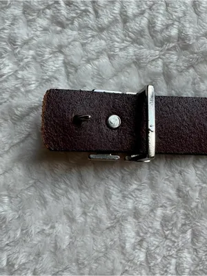 Calvin Klein Leather CK Logo Belt Women's 36 L Italian Saddle Leather Brown USA thumbnail 7