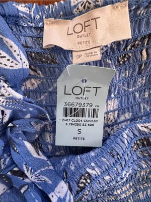 LOFT Blue Floral Smocked Wide-Leg Jumpsuit thumbnail 7