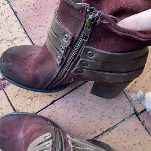 Freebird by Steven Blaze Booties Burgundy Maroon Suede‎ Red Wine Stacked Heel Boot thumbnail 8
